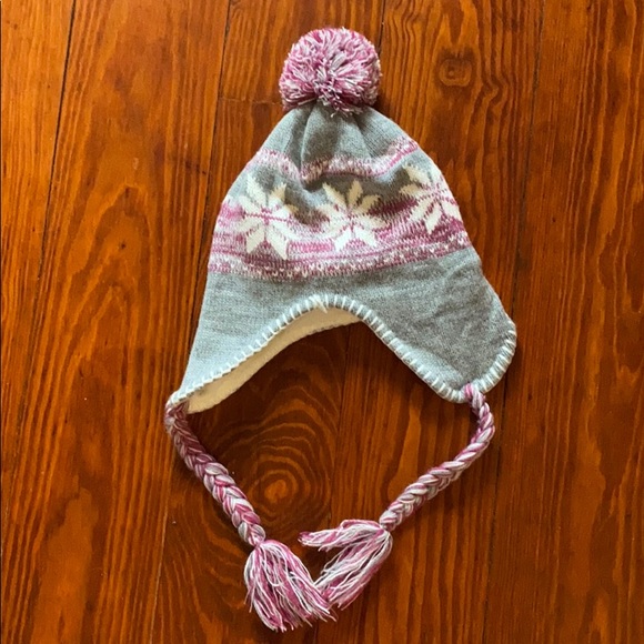 Scandinavian ski hat NWOT gray pink white - Picture 3 of 6